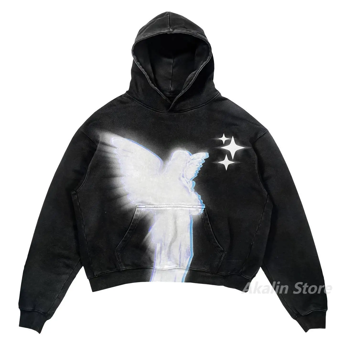 Hoodies Oversized Angel Print para Homens e Mulheres, Harajuku Streetwear, Casais Tops, Moletom, Roupas Góticas, Roupas Y2K