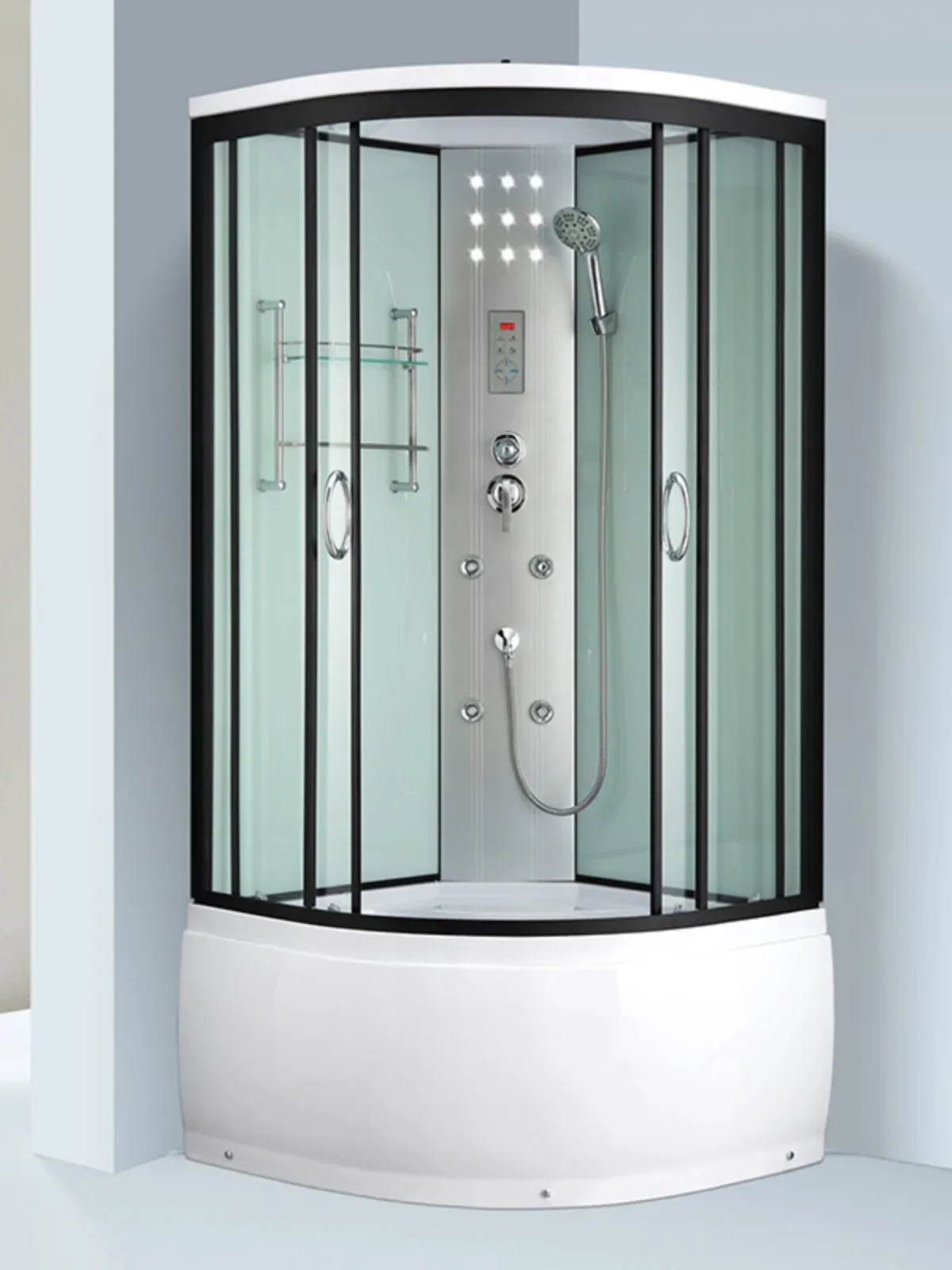 Home bathroom integrated bathroom, enclosed glass partition, mesh red shower room