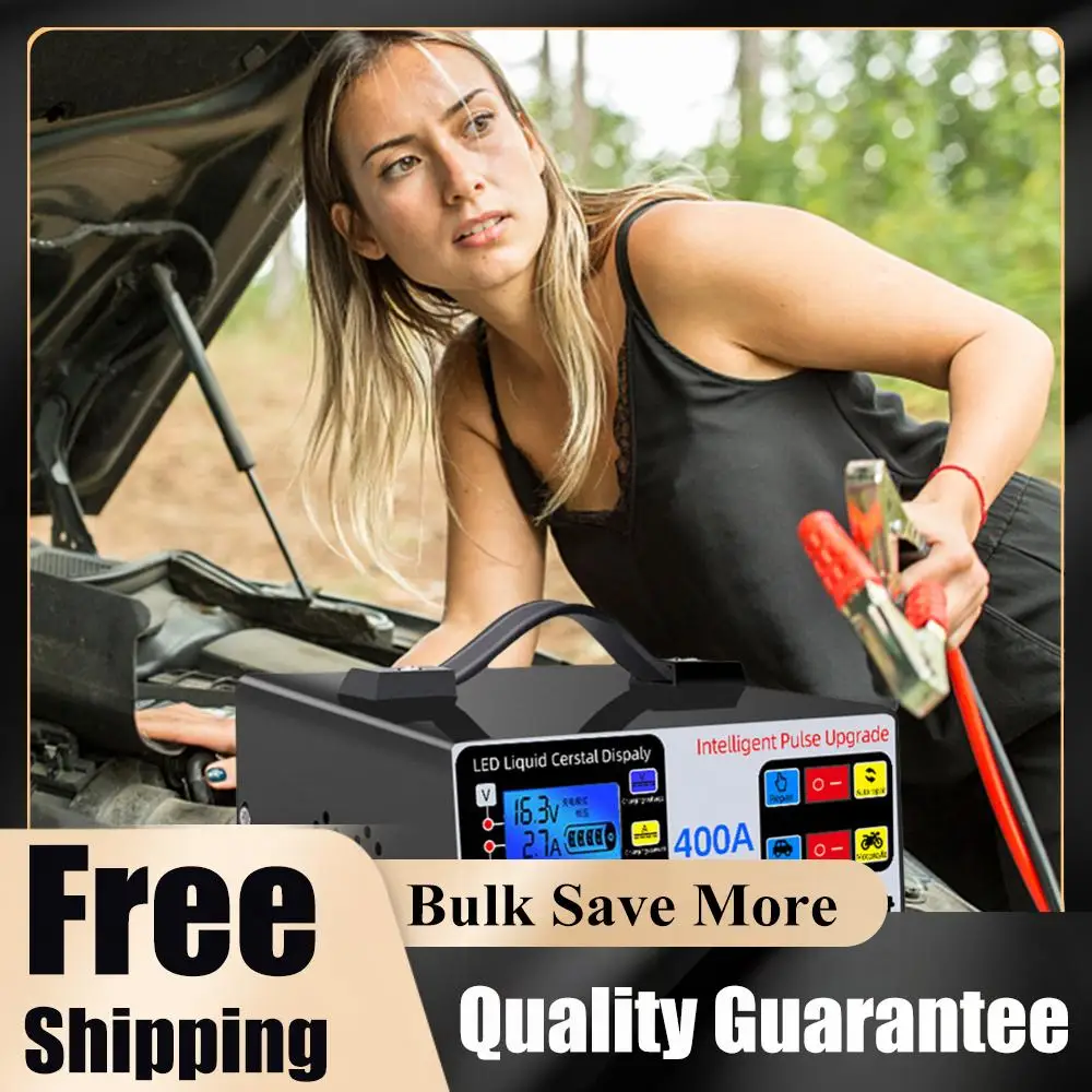 

Зарядное устройство для автомобильных аккумуляторов 400А, пятиступенчатое, высокомощное, быстрое, интеллектуальное, с функцией восстановления импульсным током, с автоматическим отключением