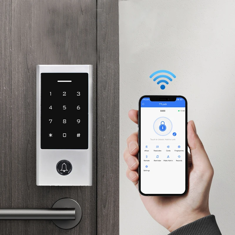 

TTLock Mobile APP Metal Touch Panel Access Control Compatible With Mifare Cards Compatible