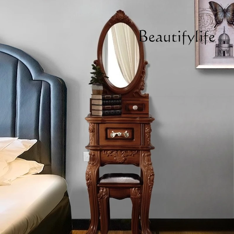 American European mini American small apartment narrow dresser bedside makeup mirror engraved designer