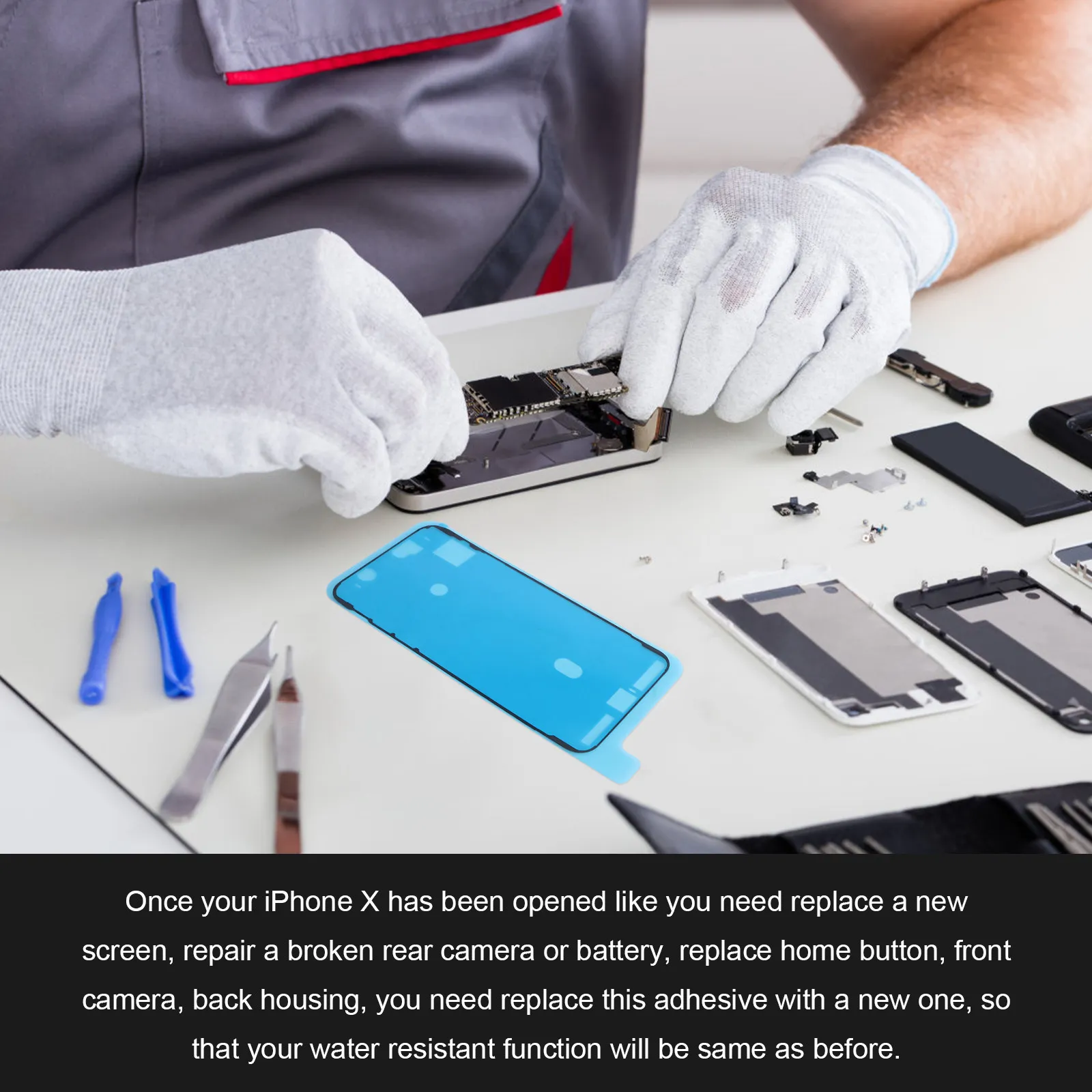 10Pcs Waterproof Back LCD Glue Pre-Cut Adhesive Sticker for X Screen Repair Replacement Strong Seal Tape No Residue