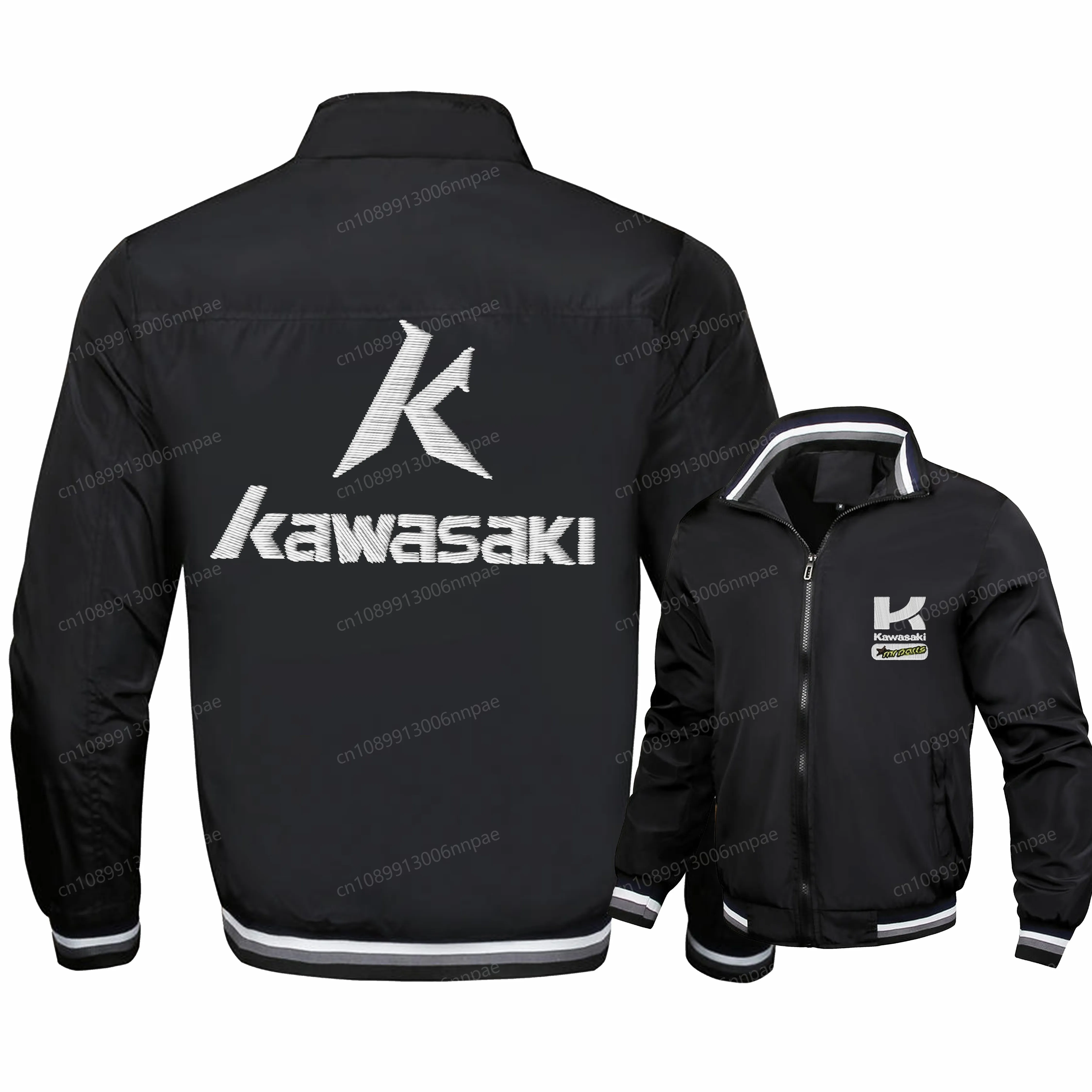 

Embroidery Kawasaki 3D Printing Zip Up Jacket Sports Motorcyclist Motorcycle Uniform Men's Clothes Jackets for Man Clothing Coat