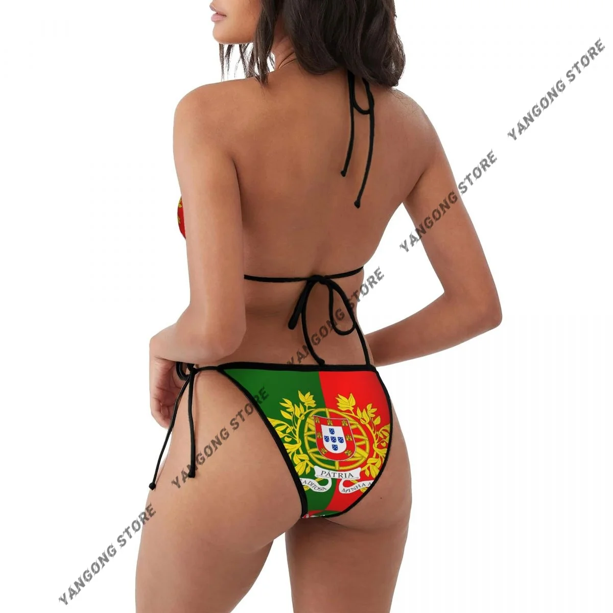 Mulher maiô de duas peças bandeira militar do portugal banho feminino conjunto biquíni sexy biquíni baixo wasit maiô