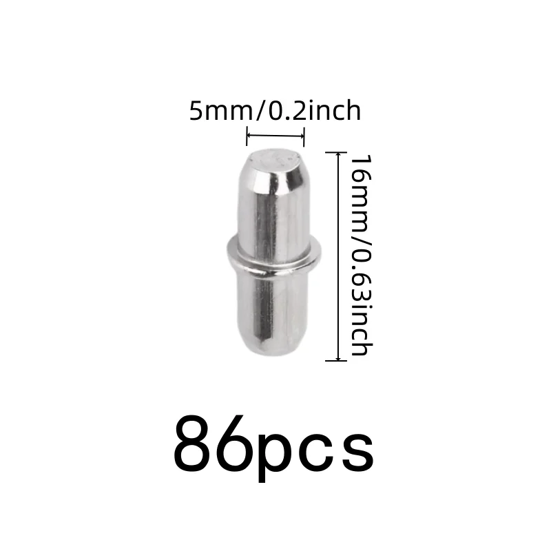 86 pcs Furniture Board Brackets for Bookshelf Layer Pins, Rust Resistant Finish, Iron Metal Material, Multipurpose
