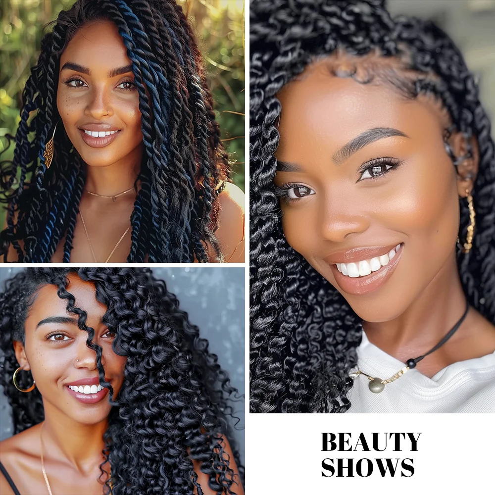 Spring Twist Braiding Hair 8 inch Spring Twists Bomb Twist Hair Synthetic Fiber Fluffy Twist Crochet Braids Dredlocks Hair black