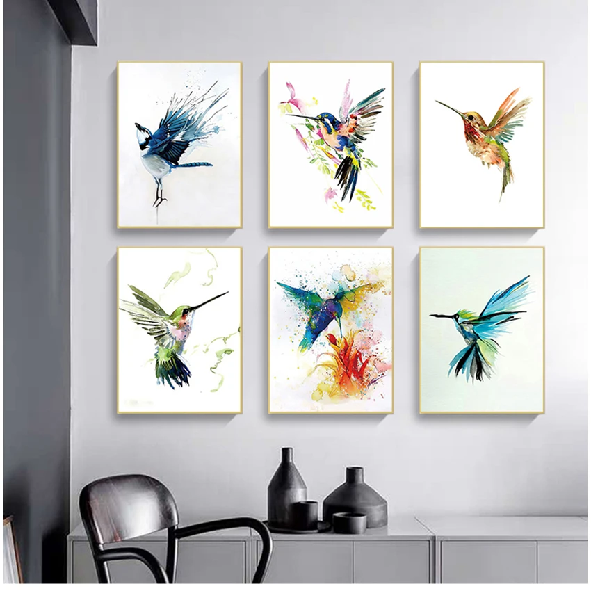 Bird Pattern Hight Quality Canvas Painting Poster Hight Quality Home Decor Nursery Kids Room No Frame Color Painting Poster