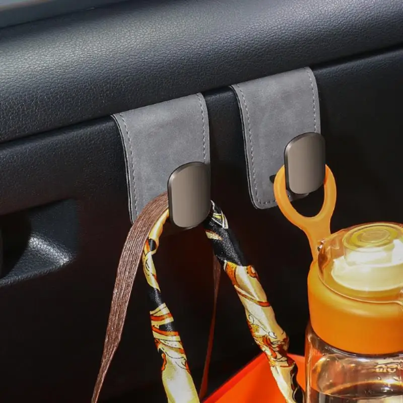 Universal Car Interior Front Row Storage Organizer Car Glove Box Hook Luxury Leather Passenger Glove Box Double Hooks
