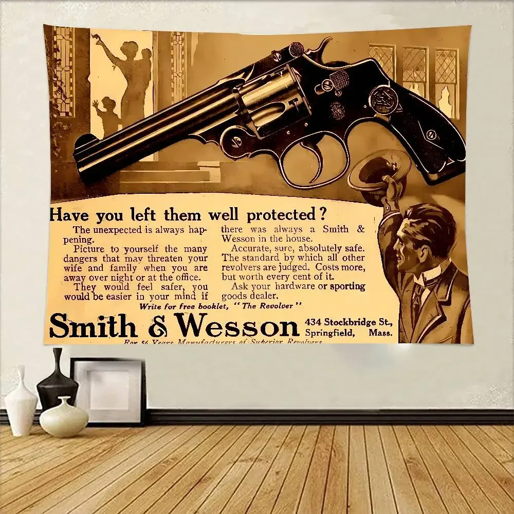 

GUN Smith Wesson Tapestry Wall Hanging Tapestry Art Deco Blanket Curtain Hanging At Home Bedroom Living Room Decor