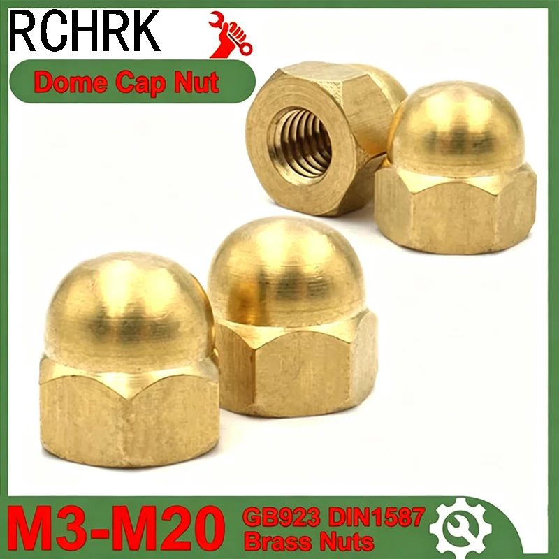 1/ 2/ 5/ 10/ 20Pcs Brass Dome Cap Nuts M3 M4 M5 M6 M8 M10 M12 M14 M16 M20 Decorative Ball Cap Brass Dome Nut GB923 DIN1587