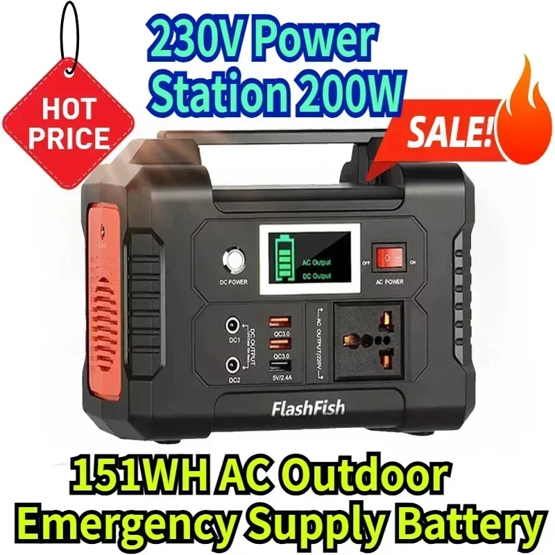 

NEW 151WH AC Outdoor Emergency Supply Battery Camping TV Drone Laptop 230V Portable Power Station 200W Solar Generator