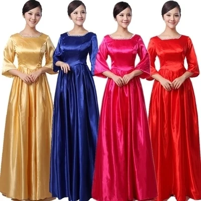New Adult Women's Chorus Performance Outfit Sparkling Long Skirt Ceremony Dress Group Poem Recitation Stage Costume