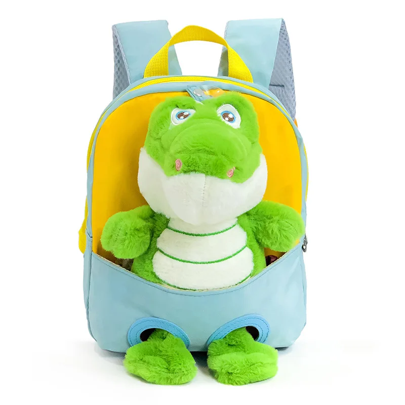 Creative Cute Crocodile backpacks for children Detachable Plush Doll Boy\'s backpack Small kids backpack New Lovely school bags