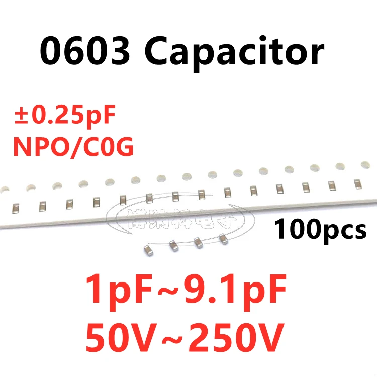 Condensador SMD 100, 0603, 1/1, piezas 2/1.5/1.8/2/2.2/2.4/2.5/2.7/3/3 3/3.6/3.9/4/4.3/4.7/5/5 1/5.6/6/6 2/6.8/7.5/8/8.2/9/9 1PF NPO C0G