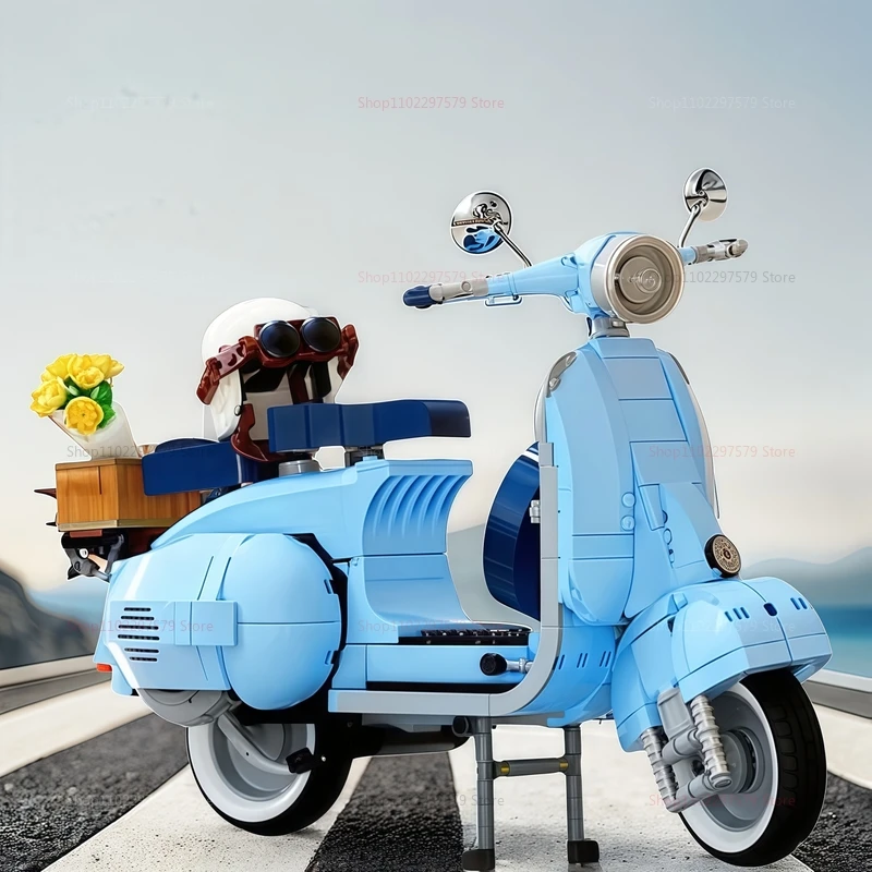 الرومانية عطلة دراجة نارية بنة 1106 قطعة MOC الطوب التقنيات مركبة أطقم منمذجة الاطفال هدية لعبة إبداعية لهواة جمع الأطفال