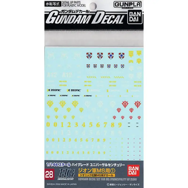 [In stock] Bandai Gundam stickers Regular Edition No.28 No.29 1/144 HG Principality of Zeon MS 1 2 Models Accessories