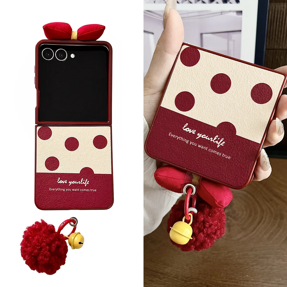 

Plush Ball Phone Case for Samsung Galaxy Z Flip 7 6 5 4 Protective Back Cover for ZFlip5 ZFlip6 ZFlip7 Case Shell