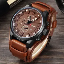 Fashion Curren Mens Date Stainless Steel Leather Analog Quartz Sport Wrist Watch