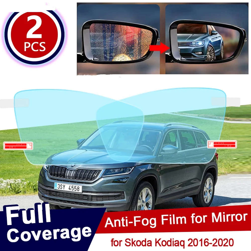 

For Skoda Kodiaq 2016~2020 Full Cover Anti Fog Film Rearview Mirror Protective Rainproof Clear Anti-fog Films Car Accessories