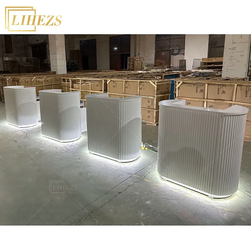 

Customized.Modern Retail Reception Desk Luxury Hair Salon Front Counter Table Curved Checkout Counters