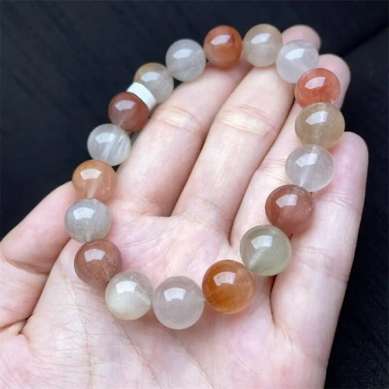 

10MM Natural Colored Rabbit Hair Quartz Bead Bracelet Jewelry Woman Men Unisex Stretch Holiday Gift 1PCS