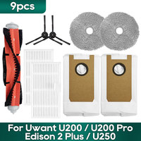 Compatible for Uwant U200 / U200 Pro / Edison 2 Plus / U250 Accessories Main Brush Hepa Filter Mop Dust Bag Spare Parts