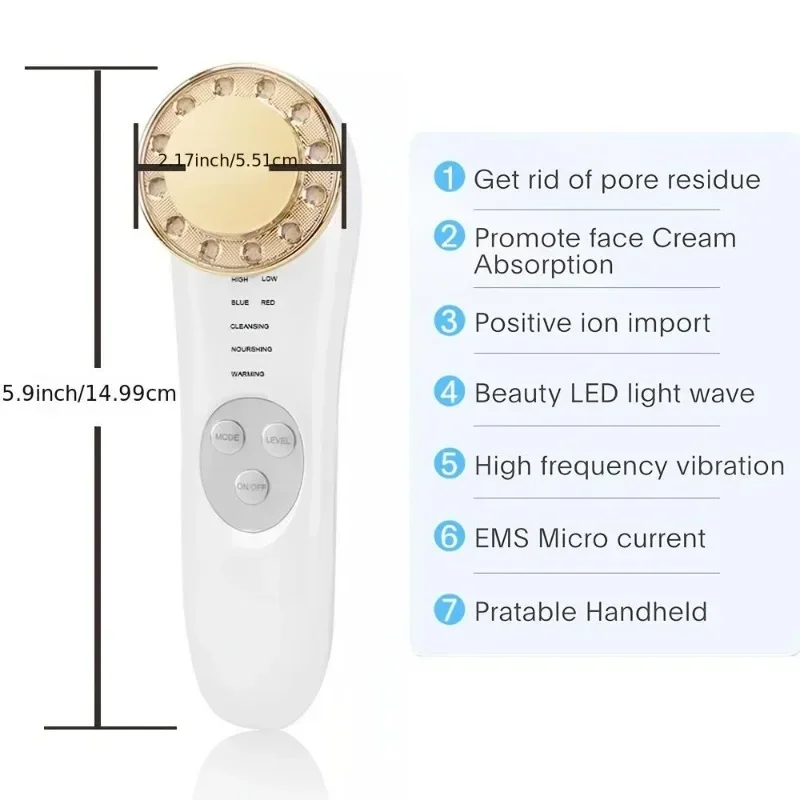 Cold and Hot Induction Device, Micro Current Massage Device, Pore Contraction and Skin Rejuvenation Color Light Beauty Device