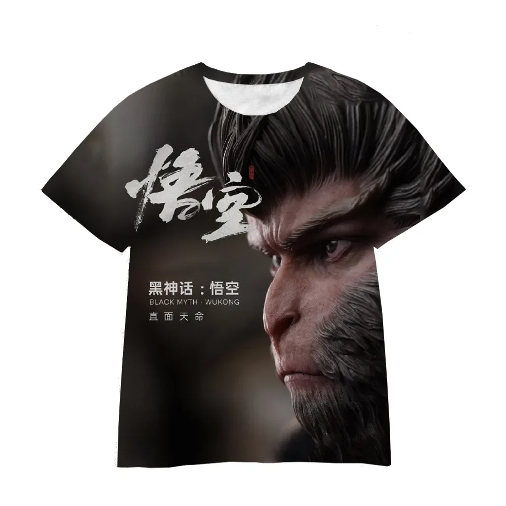 

Black Myth Wukong 3A game 3D digital printing trendy Streetwear breathable short T-shirt for boys kids Tops Tees