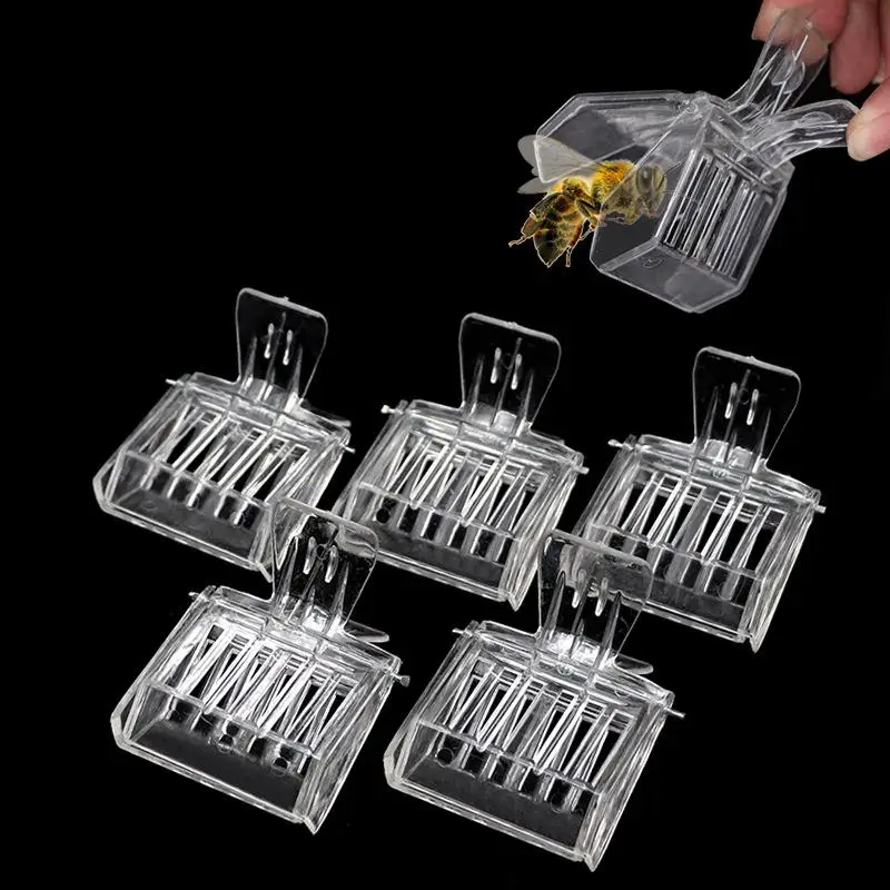 3/5Pcs Clear Clipping Bee Queen Cages - Beekeeper's Essential for Safe Transport & Hive Management, Durable Plastic
