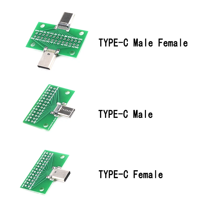 Type-C Male To Female USB 3.1 Test PCB Board Adapter Type C 24P 2.54mm Connector Socket For Data Line Wire Cable Transfer Double