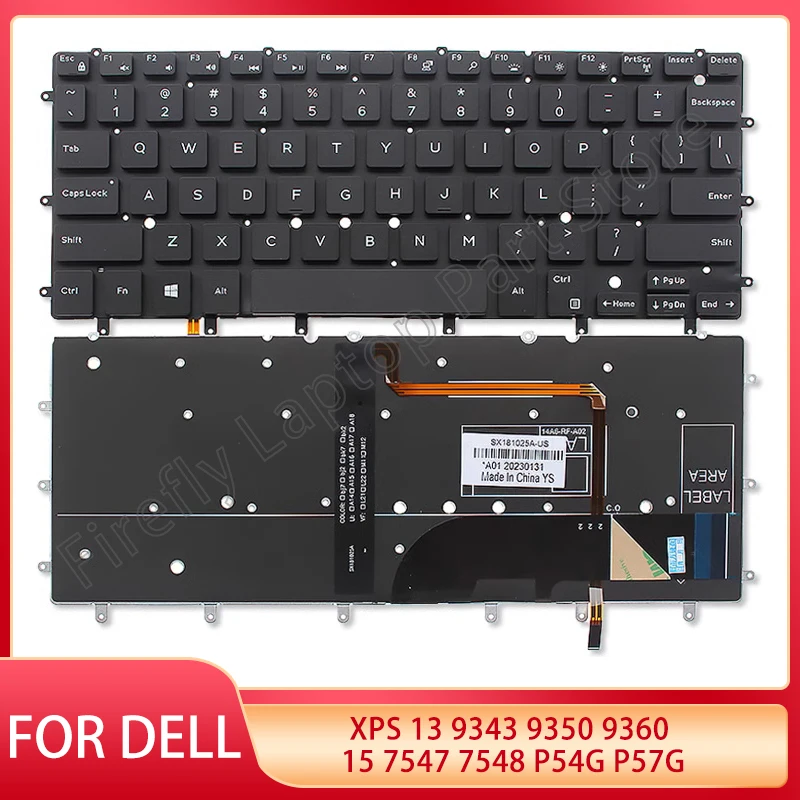 

For Dell XPS 13 9343 9350 9360 15 7547 7548 P54G P57G US English Backlit Laptop Keyboard