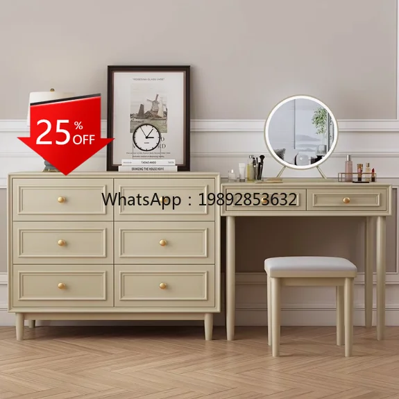 

LYY Wooden Dressing Table Simple Modern Bedroom Chest of Drawers Combination Makeup Table Light Luxury Simple