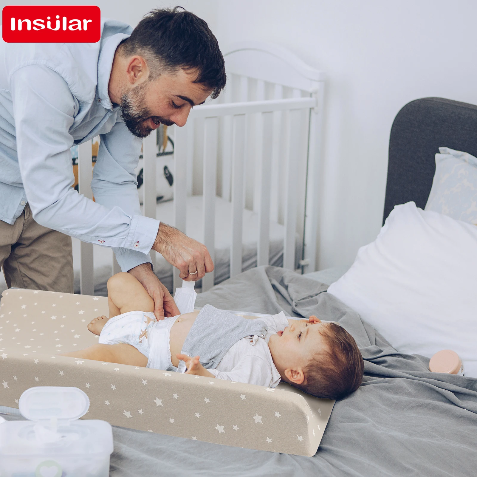 Pure Cotton Cushion Reusable Cartoon Changing Pad Cover Printing Design  Material Baby Breathable Diaper Pad Sheets Cover 1-3Y
