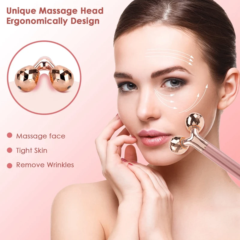 5-in-1 24K Gold Beauty Bar Gesichtsmassagegerät Elektrischer Rosenquarz 3D Roller Facelifting Körper Gesichts Gua Sha Jade Roller