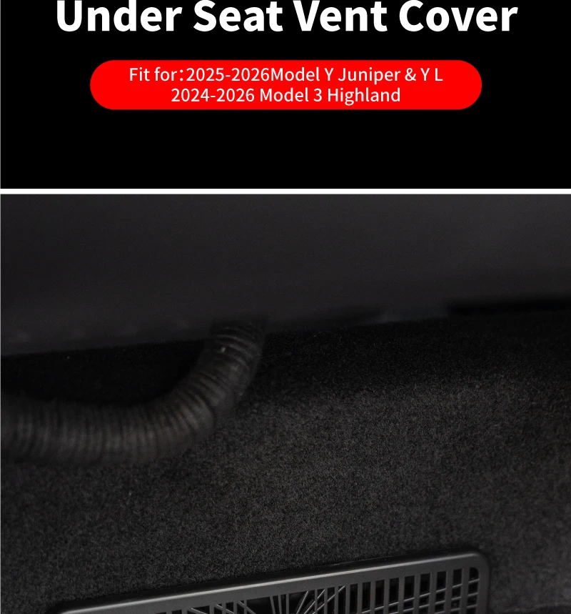 Car Under Seat Vent Cover Protector for Tesla Model YJuniper & YL 2025 2026, Rear Air Conditioner Outlet Grill Cover Accessories