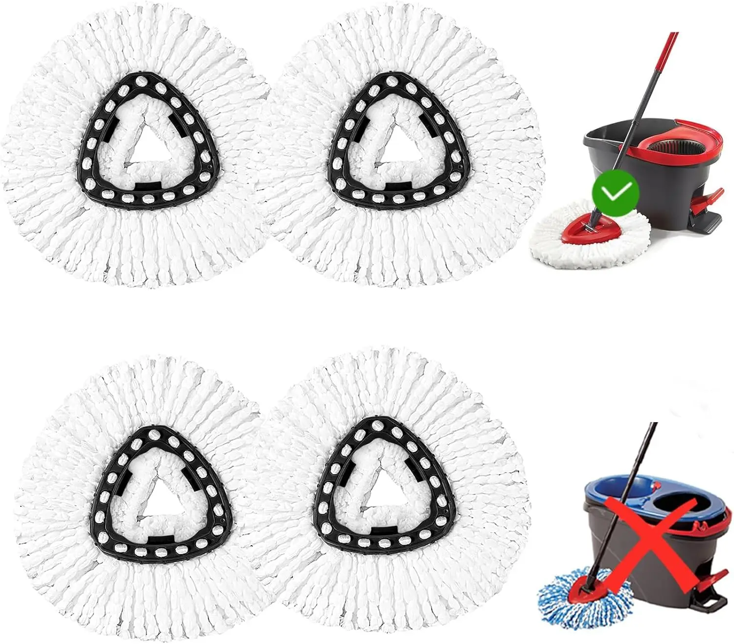 

4 Pack Mop Head Replacement Compatible with O Cedar Triangle Swivel Mops, Deep Cleaning Microfiber for Hard Floors