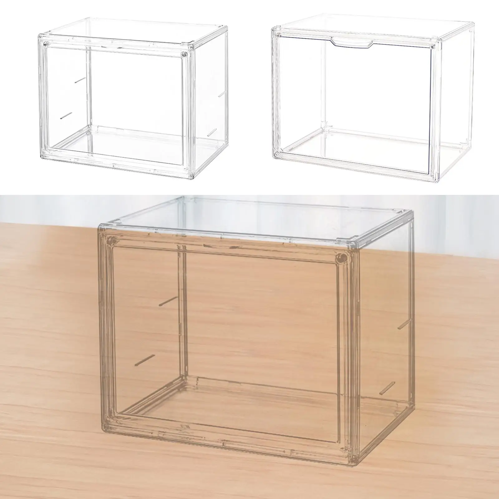 Vitrine acrílica transparente para figuras, caixa de exibição de bancada, estatueta, à prova de poeira, para figuras de ação, cosméticos