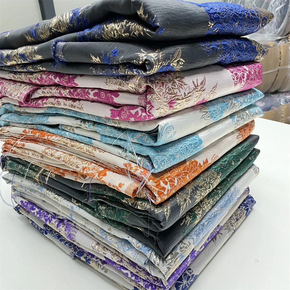 

5 Yards Nigerian Brocade Lace Fabric 2025 High Quality African Jacquard Gilded Lace Fabric for Sewing Luxury Midi Party Dresses