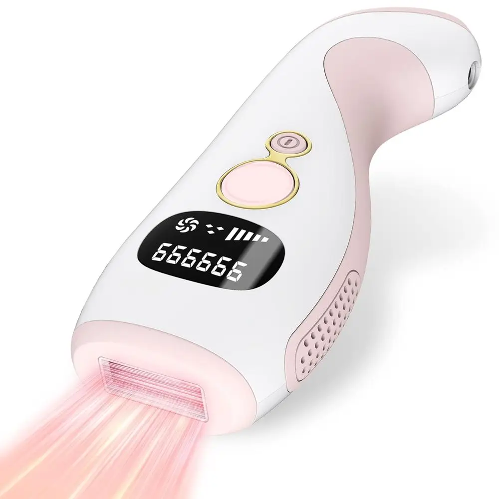Portable IPL Hair Removal Device for Women and Men, Suitable for Underarms, Facial, and Leg Hair in Candy Pink