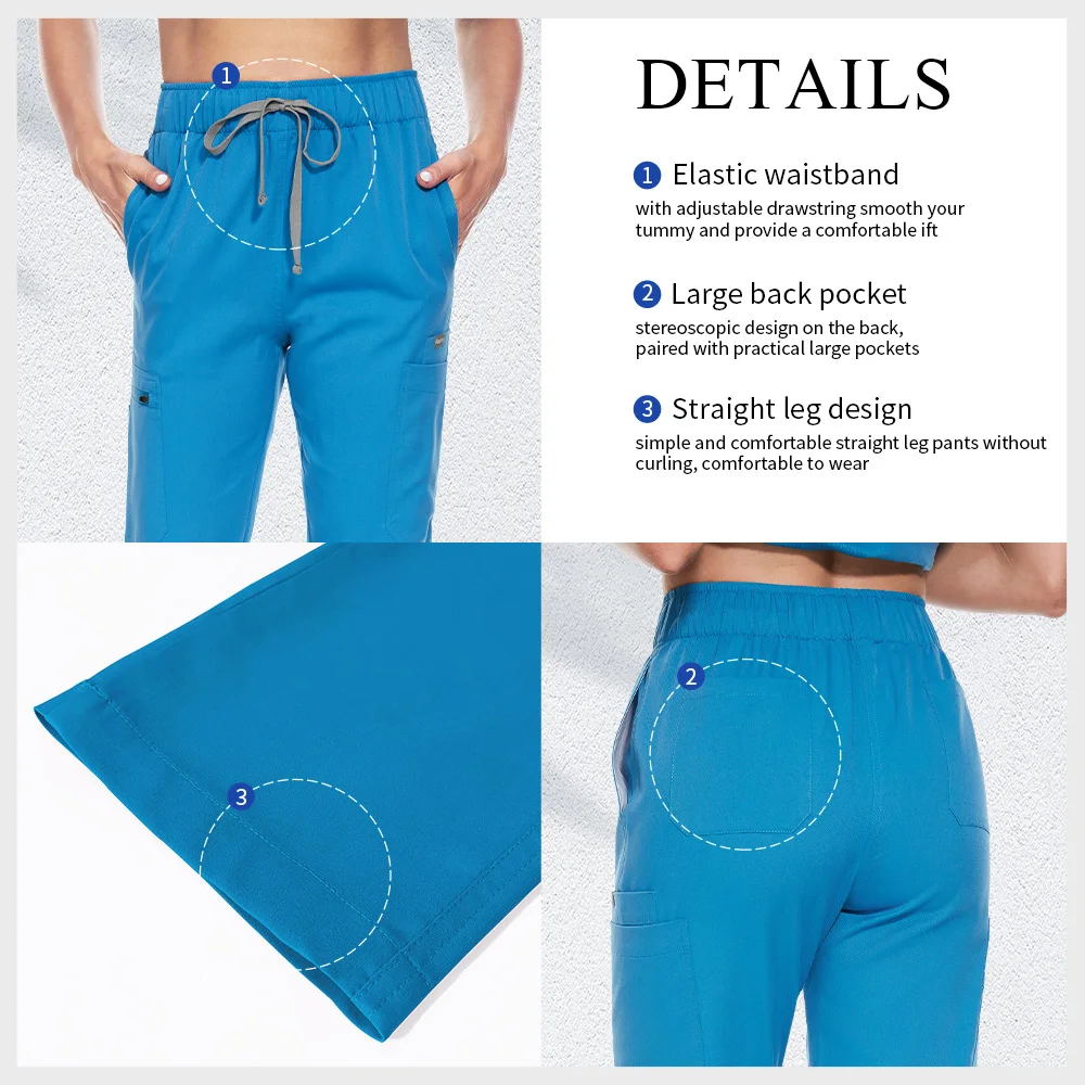 Multicolour Pet Nurse Pant Hospital Medical Work Clothes Doctor Nursing Bottoms Dental Clinic Pockets Pants Pharmacist Work Pant