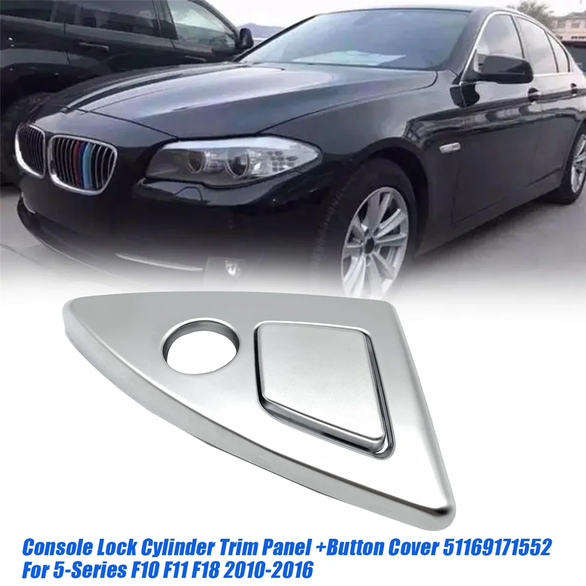 Car Console Lock Cylinder Trim Cover+Button 51169171552 for BMW 5-Series F10 F11 F18 10-16 Armrest Box Switch Panel B