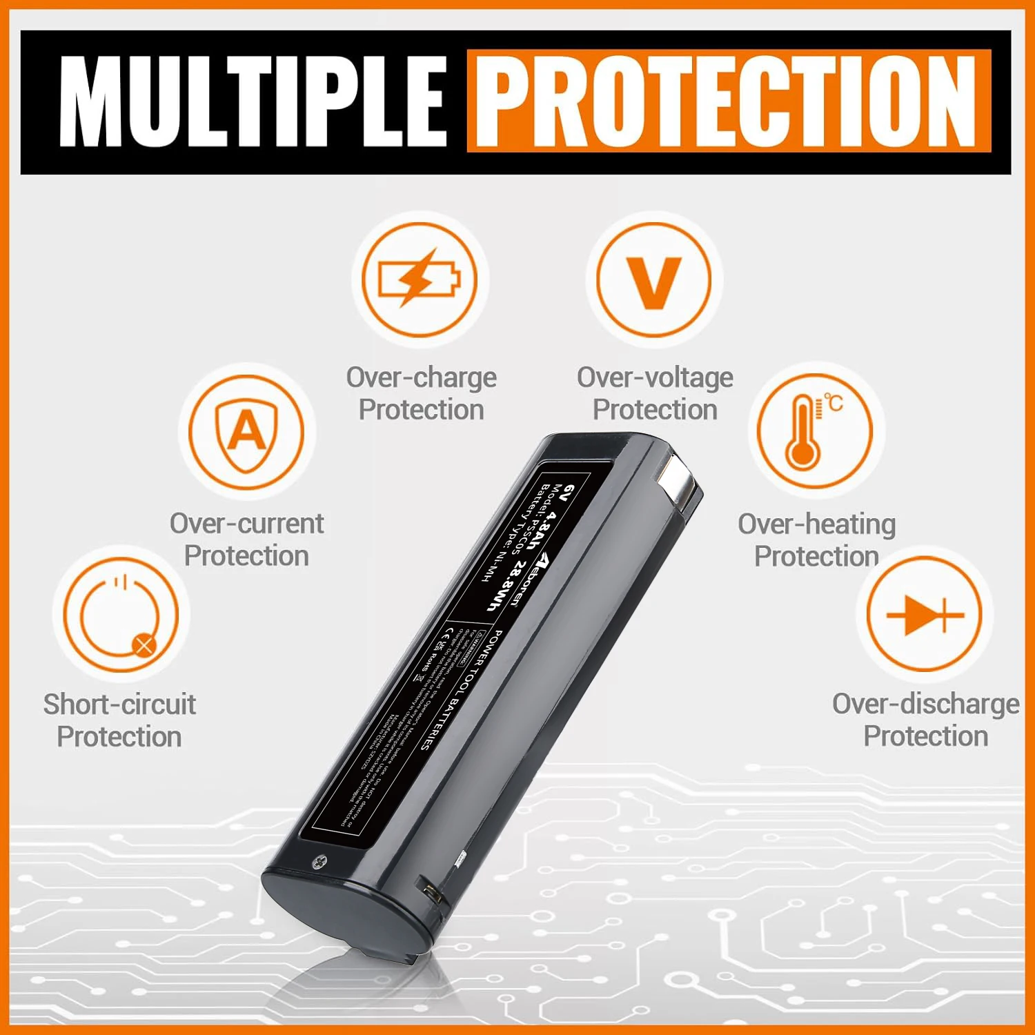 VANON 1/2/4 paquete 404717 6V 4.8Ah NI-MH batería de repuesto para Paslode B20544E 404400 900420 900600 902000 B20720 herramientas pin de batería