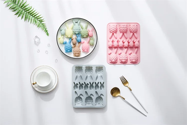 12 Holes of Different Sizes Easter Egg Rabbit Shape Silicone Mold  Chocolate Mold Ice Cube Cake Mould  Baking Accessories