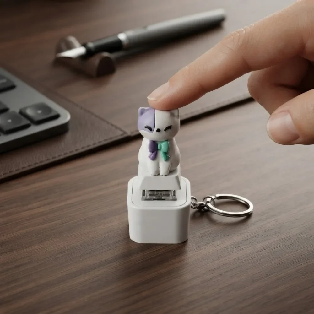 Neuer Wiederaufladbarer Schreiender Ziegen-Schlüsselanhänger mit LED-Beleuchtung, Sound und Mechanischem Tastatur-Klicker - Fidget Stressabbau Mode-Geschenk – Detail 6