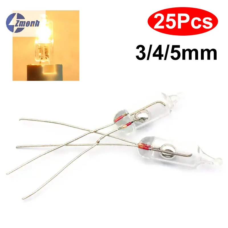

New！20/25Pcs 5mm 4mm 3mm 12V 6V Mini Bulb Clear Tungsten Bulbs Switch Button Indicator Bulb Tungsten Lamp