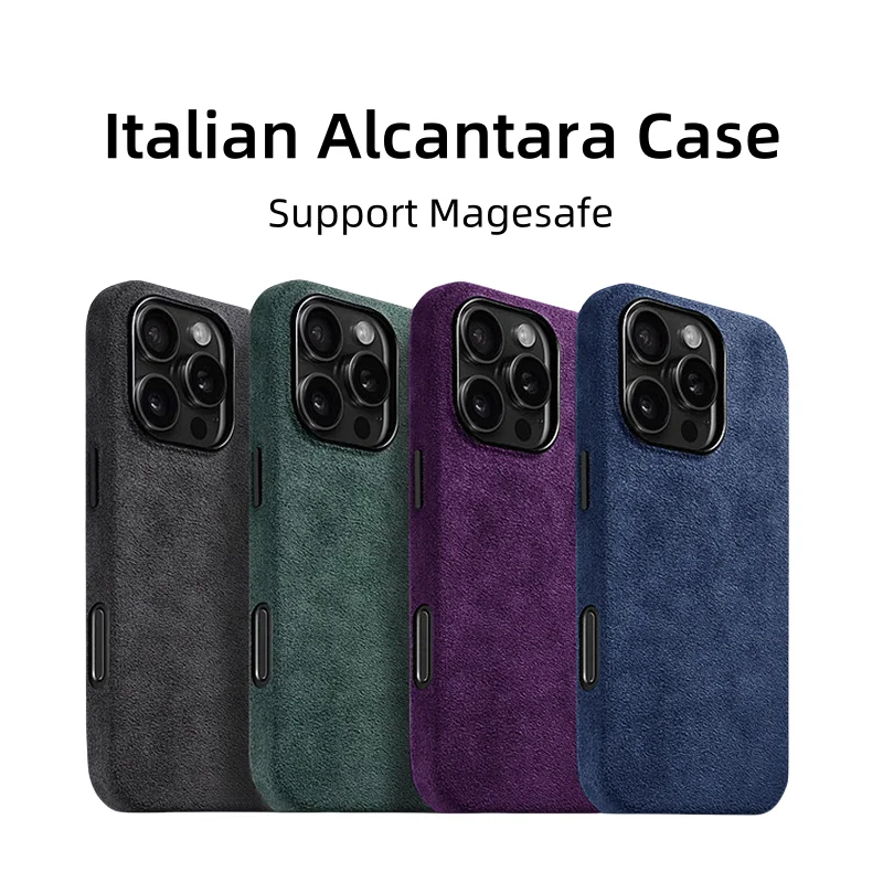 

Italian Alcantara Leather Case for iPhone 16 15 14 13 Pro Max Luxury Business Phone Case iPhone 16 Pro Max Case