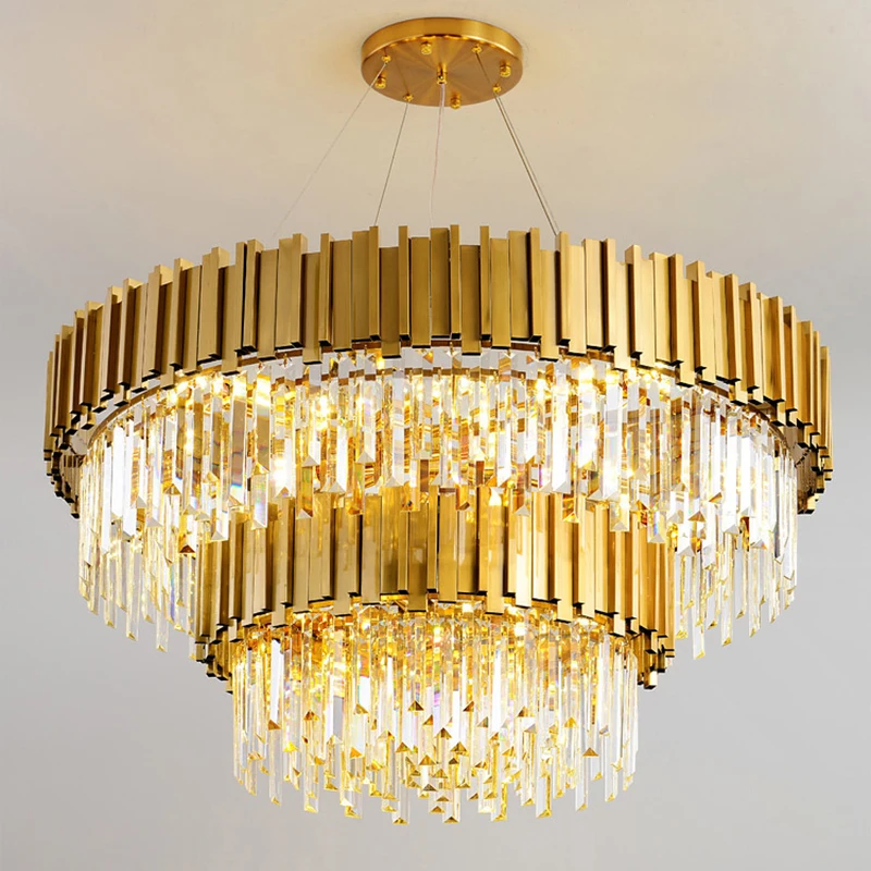 

Gold Crystal Chandelier Lighting LED Lamp Living Room Bedroom Decor Chandeliers Kitchen Island Indoor Light Fixtures