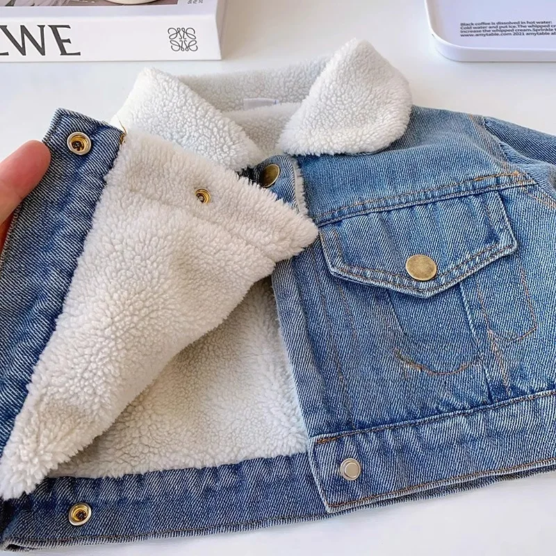 Cappotto di jeans in velluto autunno inverno da ragazza Mezza gonna Set Gonna Gonna sottile calda ispessita per nuovi bambini Set di due pezzi 2-7 anni