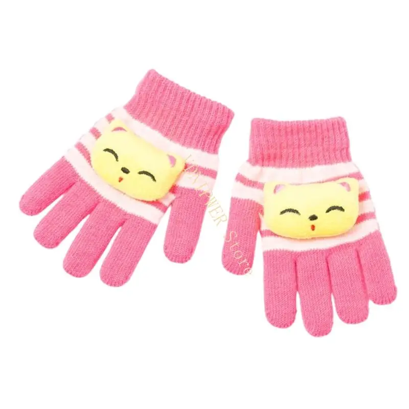 Dehnbare Kinder-Winterhandschuhe, warme Cartoon-Fäustlinge für aktives Spielen Schnee D08E