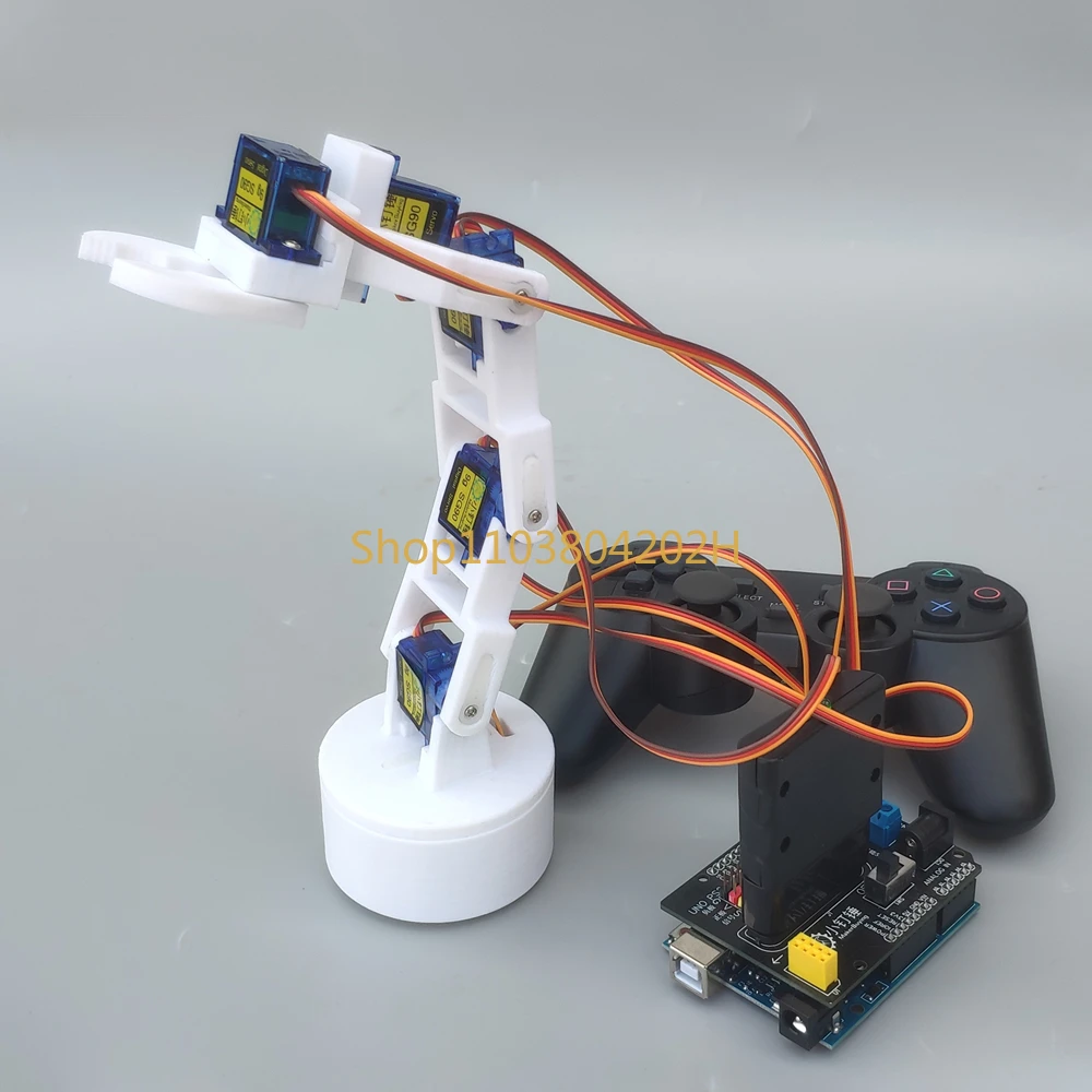 

PS2 Remote Control 6-DOF 3D Printing Mechanical Arm Kit for Arduino Control Learning Kit DIY